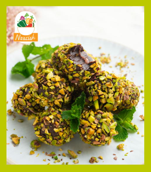 DATE + PISTACHIO TRUFFLE EGGS 